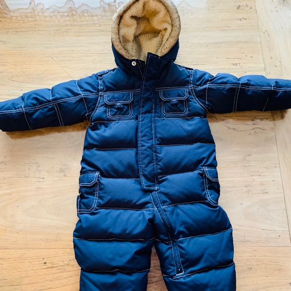 Baby Gap Other - Baby gap navy down snowsuit romper hooded